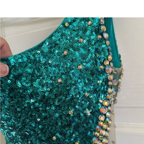 Gorgeous holiday La Femme Sequin One-shoulder, full length dress - Picture 9 of 16
